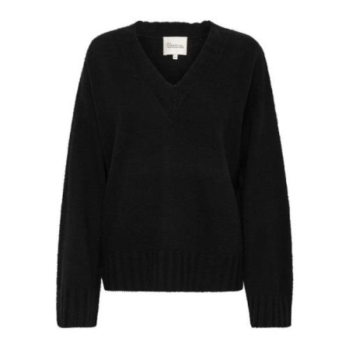 My Essential Wardrobe Svart V-ringad Pullover Tröja Black, Dam