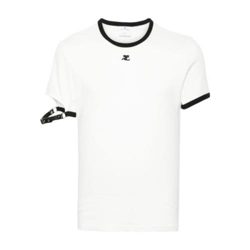 Courrèges Spänne Kontrast T-shirt White, Dam