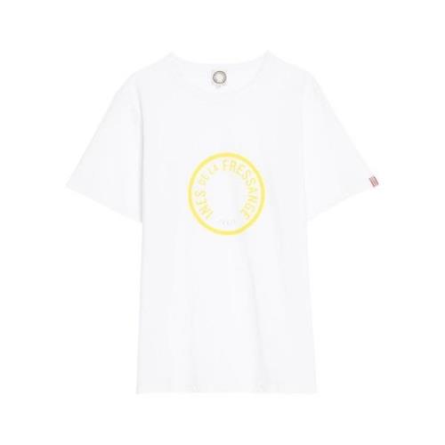 Ines De La Fressange Paris Oscar gul logo T-shirt White, Dam