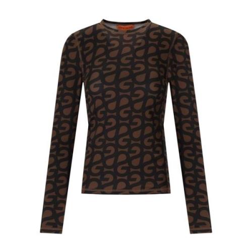 Stine Goya Brun Monogram Långärmad T-shirt Brown, Dam