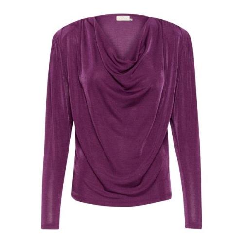 Kaffe Elegant Draperad Jersey Blus Gloxinia Purple, Dam