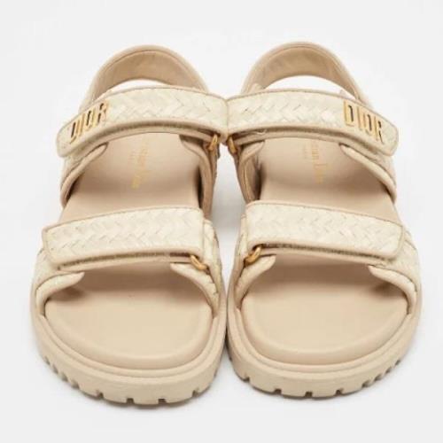 Dior Vintage Pre-owned Laeder sandaler Beige, Dam