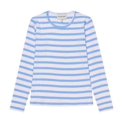 Munthe Randig T-shirt med mjuk ribb Blue, Dam