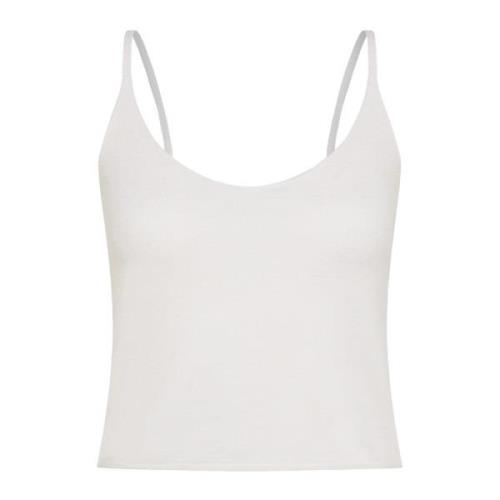 Deha Vit Stickad Tanktop med Tunna Band White, Dam