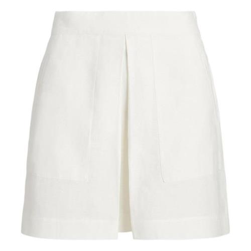 Polo Ralph Lauren Elegant Vit Linne Mini Kjol White, Dam