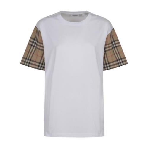 Burberry Rutig Ärm Bomull Jersey T-shirt Multicolor, Dam