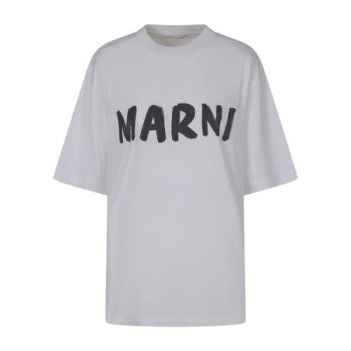 Marni Logo-print Bomull T-shirt White, Dam