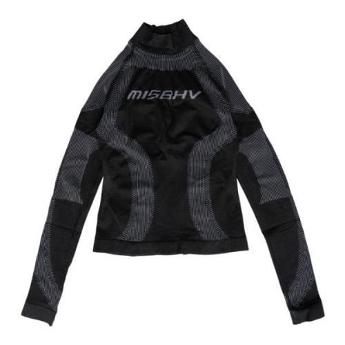 Misbhv Svart Sport Longsleeve med Jacquard Mönster Black, Dam