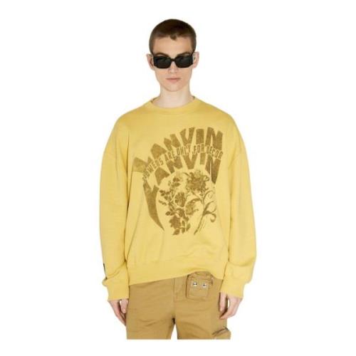 Lanvin Bomullsfleece Logo Print Sweatshirt Yellow, Herr