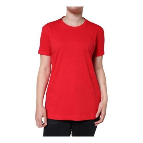 Dolce & Gabbana Röd Bomull Logo T-shirt för Kvinnor Red, Dam