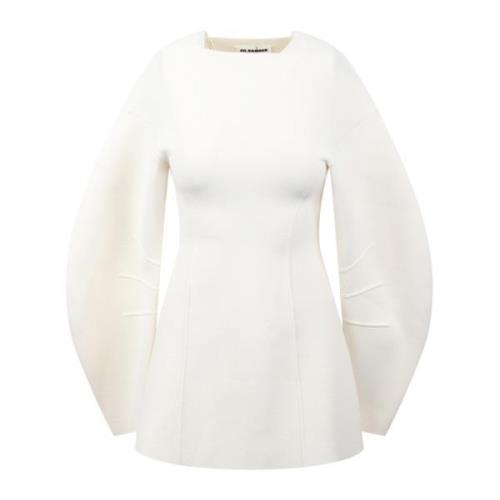 Jil Sander Rör Ballongärm Pullover White, Dam