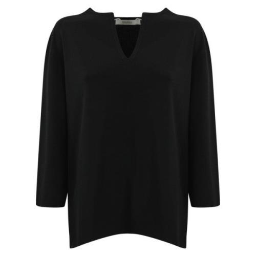 Max Mara Svart Viskos Tunika Tröja Black, Dam