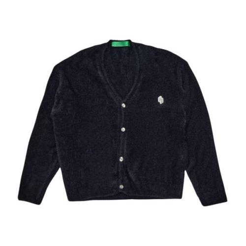 Garment Workshop Stickad Boxy Cardigan i Svart Black, Herr