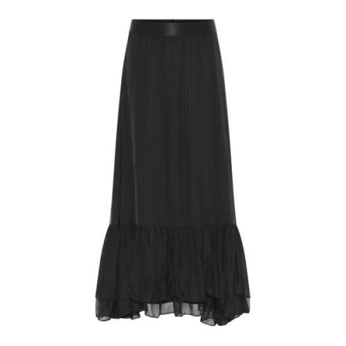 Bruuns Bazaar Elegant Chiffonbbskydance Kjol i Svart Black, Dam