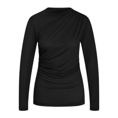 Bruuns Bazaar Draperad Svart Blus Topp & T-shirt Black, Dam