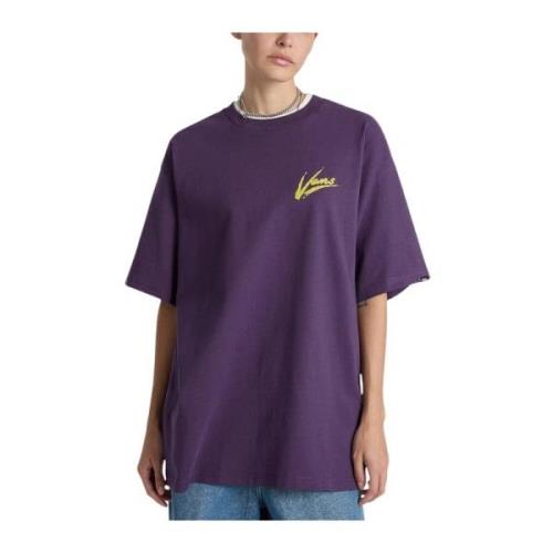 Vans Räfflad rund hals tryckt T-shirt Purple, Dam