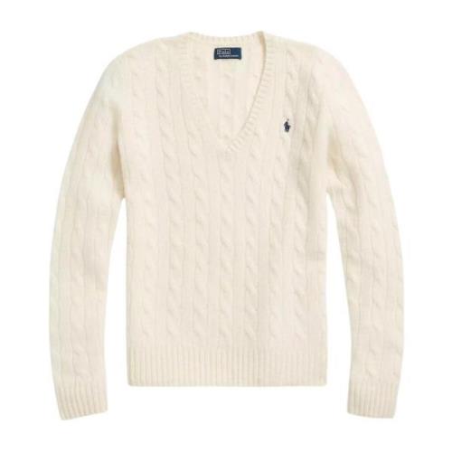 Ralph Lauren Krämig tröja med V-ringning Beige, Dam