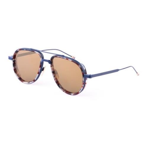 Thom Browne Matt Navy Aviator Solglasögon Blue, Herr