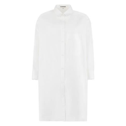 Jil Sander Bomull Poplin Skjorta, Boxy Fit White, Dam