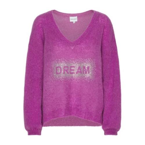 American Dreams Kristall Dröm V-ringad Pullover Purple, Dam