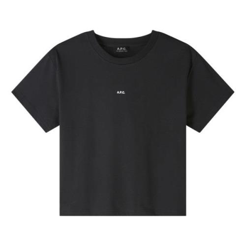 A.p.c. Svart löst sittande T-shirt med APC-logotyp Black, Dam