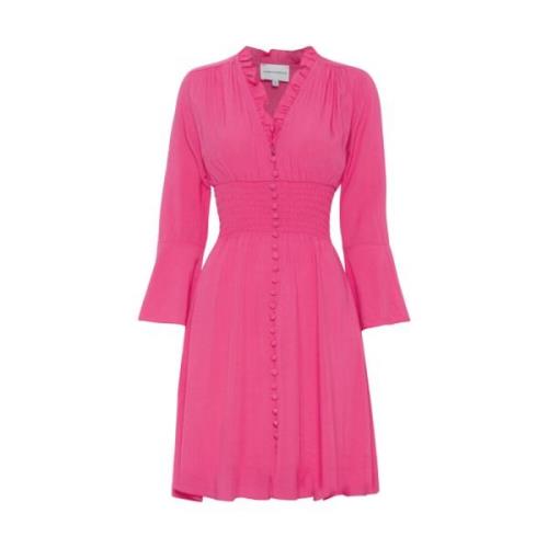 American Dreams Kort Rosa Smock Midja Klänning Pink, Dam