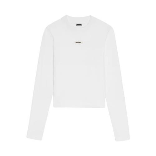 Jacquemus Långärmad Gros Grain T-shirt White, Dam