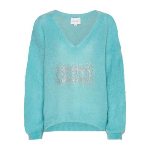 American Dreams Kristall Dröm V-ringad Pullover Green, Dam