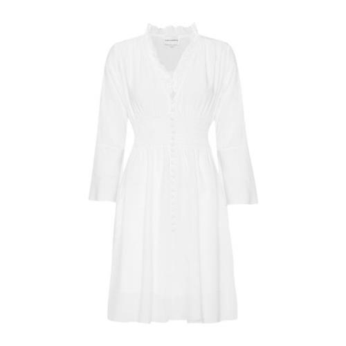 American Dreams Kort Vit Smock Midja Klänning White, Dam