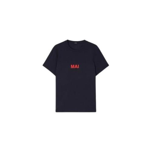 Aspesi Marinblå Bomull T-shirt MAI E Sempre Blue, Dam