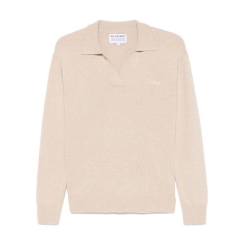 MC2 Saint Barth Beige Stickad Polo med Logobroderi Beige, Dam