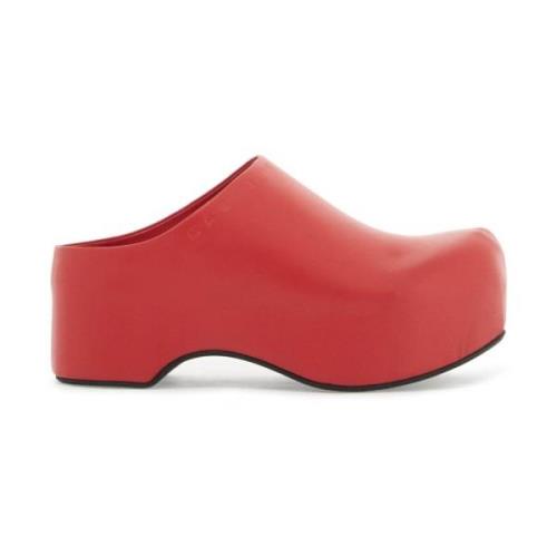 Marni Chunky Clog Sabot med Träplattform Red, Dam