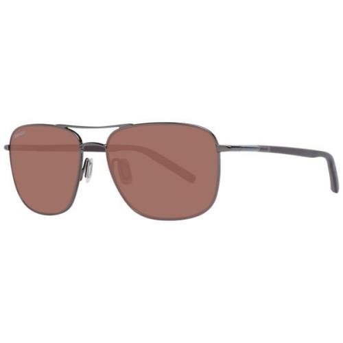 Serengeti Gunmetal Aviator Solglasögon Polariserad Brun Pink, Herr