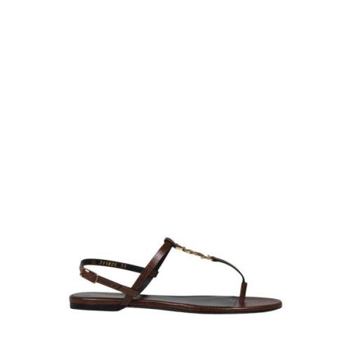 Saint Laurent Ödla Tryckläder Sandal Brown, Dam