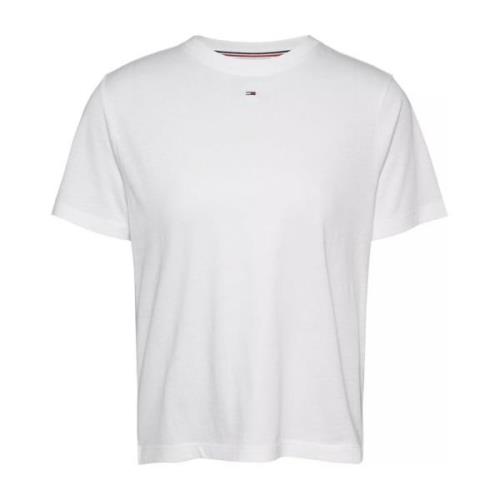 Tommy Jeans Tryckt Bomull T-shirt - Rund Hals White, Dam