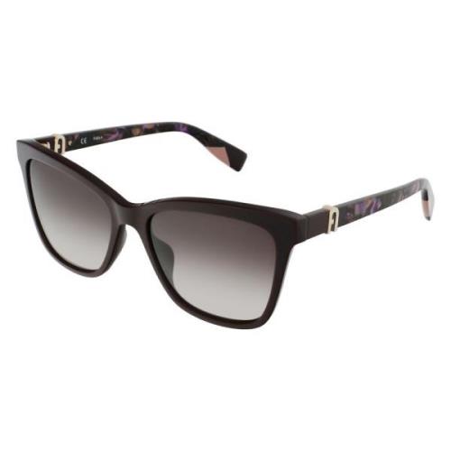 Furla Röda Acetat Solglasögon Degraded Brun Black, Dam