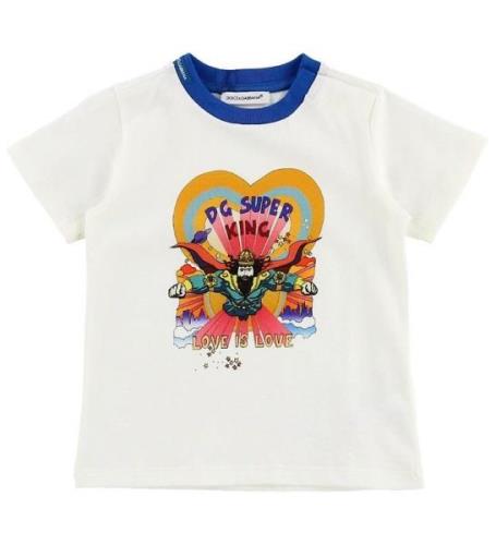 Dolce & Gabbana T-shirt - Superhero - Vit m. Kung