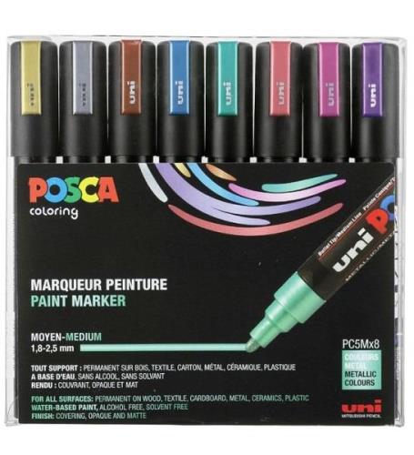 Posca Tuschpennor - PC-5M - 8 st. - Metallisk FlerfÃ¤rgad