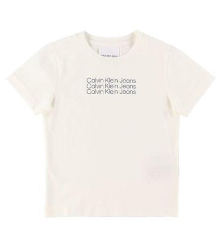 Calvin Klein T-shirt - Reg - Greige/MarinblÃ¥