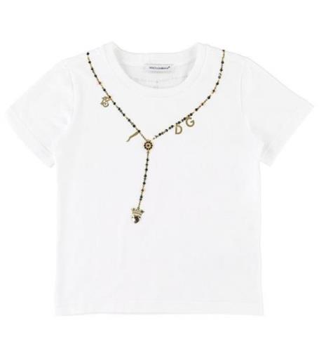 Dolce & Gabbana T-shirt - Vit m. Kristaller
