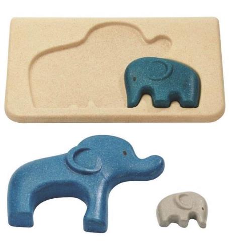 PlanToys Elefant Pussel - Natur/BlÃ¥