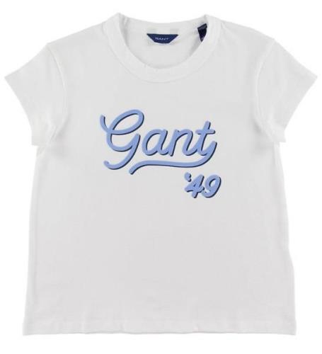 GANT T-shirt - Gant Script - Vit m. LjusblÃ¥