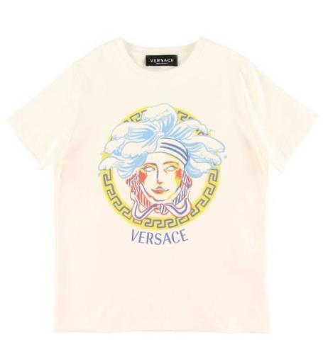 Versace T-shirt - Vit m. MÃ¥ngfÃ¤rgad Logo