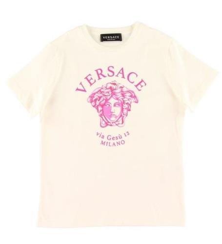 Versace T-shirt - Vit m. Rosa Logo