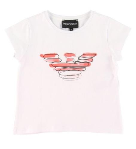 Emporio Armani T-shirt - Vit m. Rosa Logo