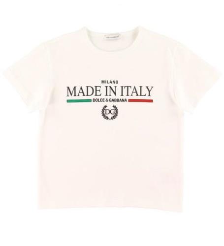 Dolce & Gabbana T-shirt - DNA Jr - Vit m. Tryck