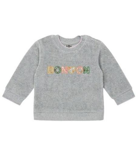 Bonton Sweatshirt - Velour - GrÃ¥ glans