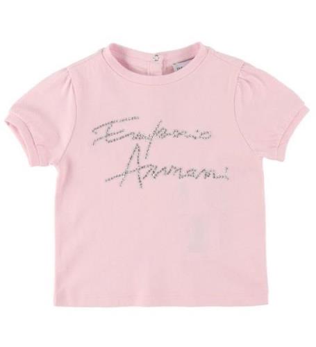 Emporio Armani T-shirt - Rosa m. Silver/Strass