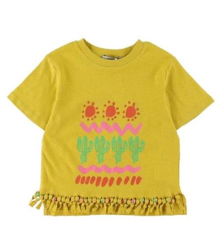 Stella McCartney Kids T-shirt - Currygul m. tryck/Fransar