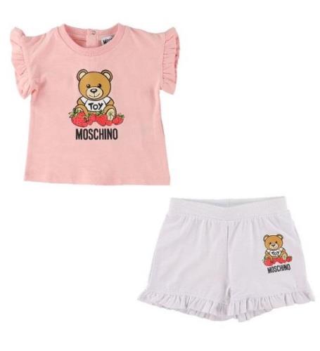 Moschino T-shirt/Shorts - Rosa/Vit m. Tryck